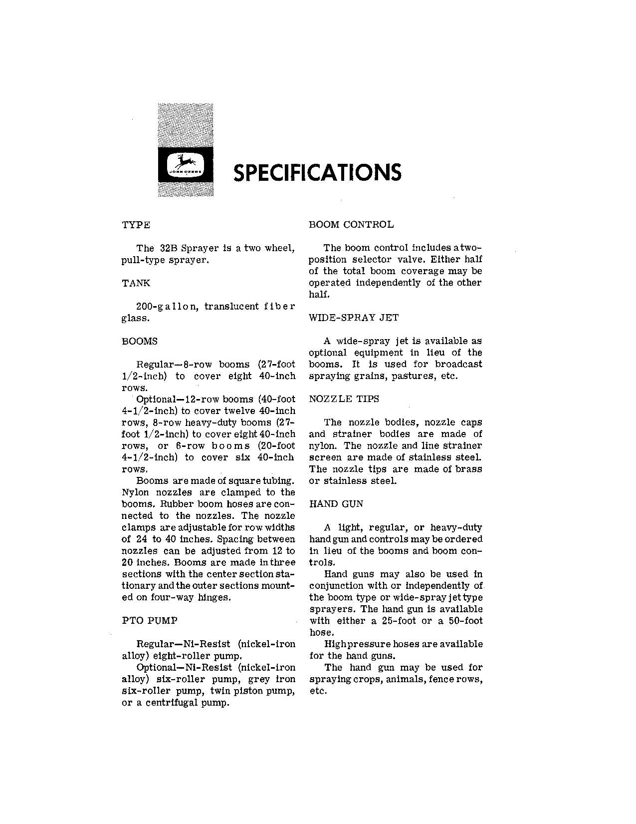 JOHN DEERE 32B SPRAYER OPERATORS MANUAL #1