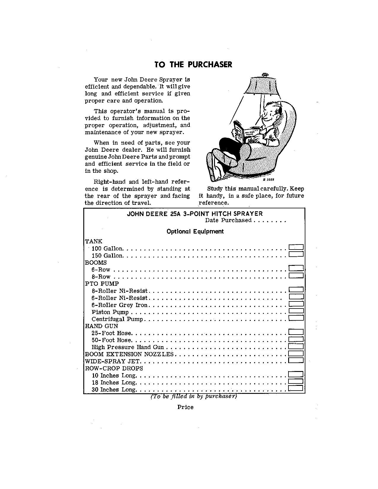 JOHN DEERE 25A SPRAYER OPERATORS MANUAL #1