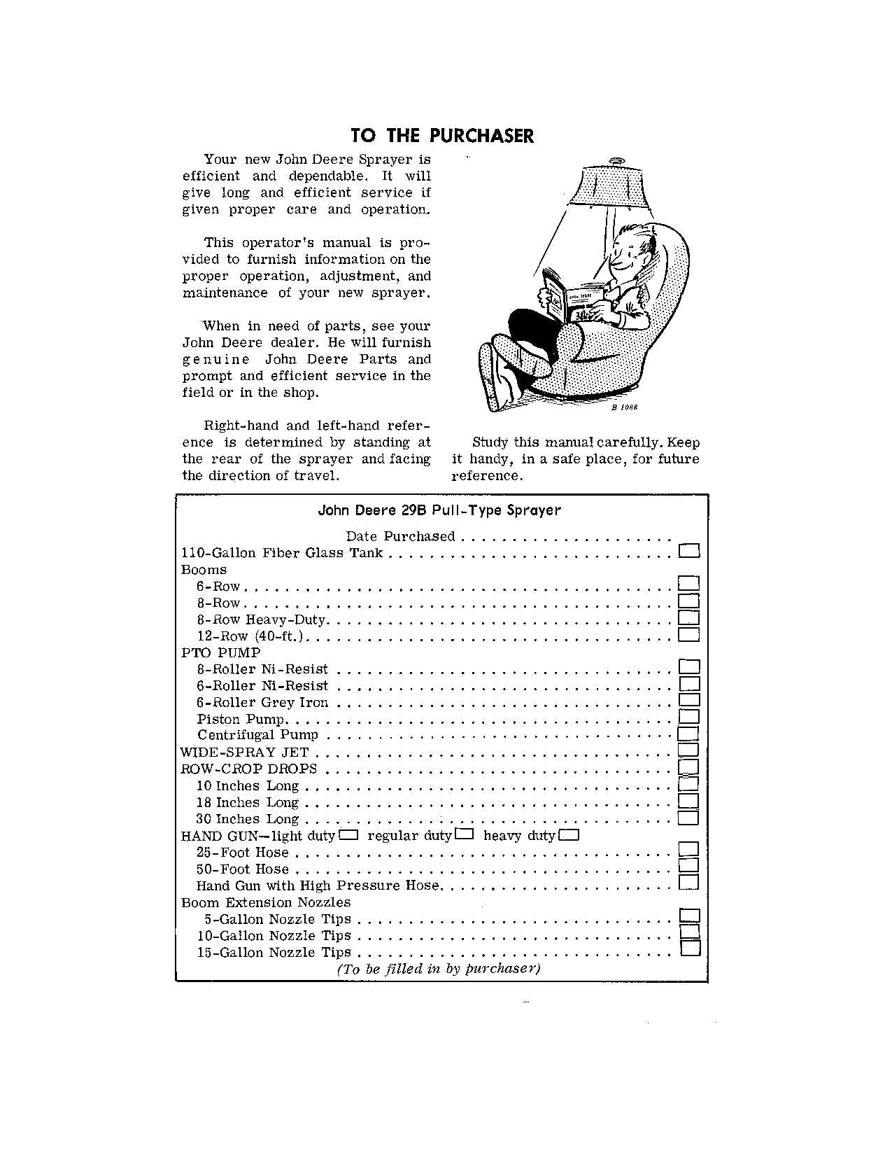 JOHN DEERE 29B SPRAYER OPERATORS MANUAL