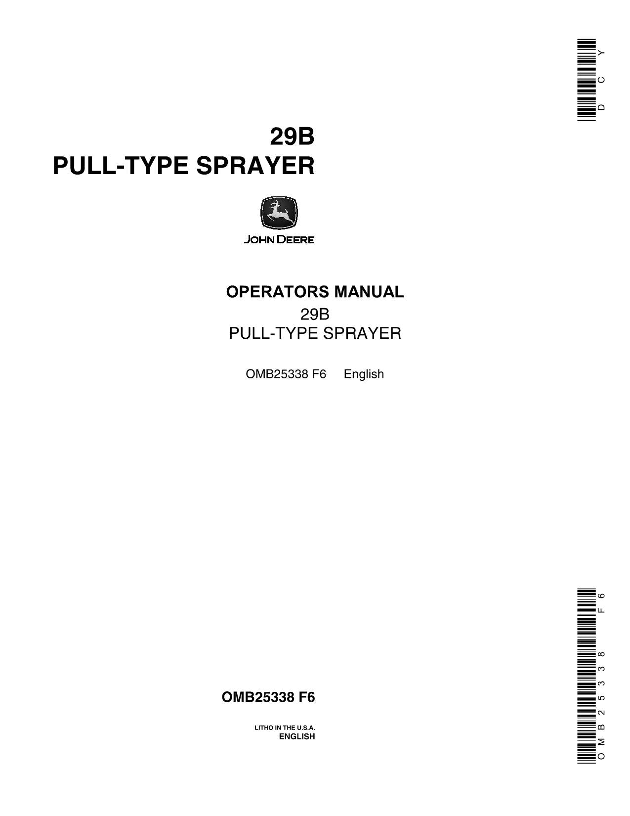 JOHN DEERE 29B SPRAYER OPERATORS MANUAL