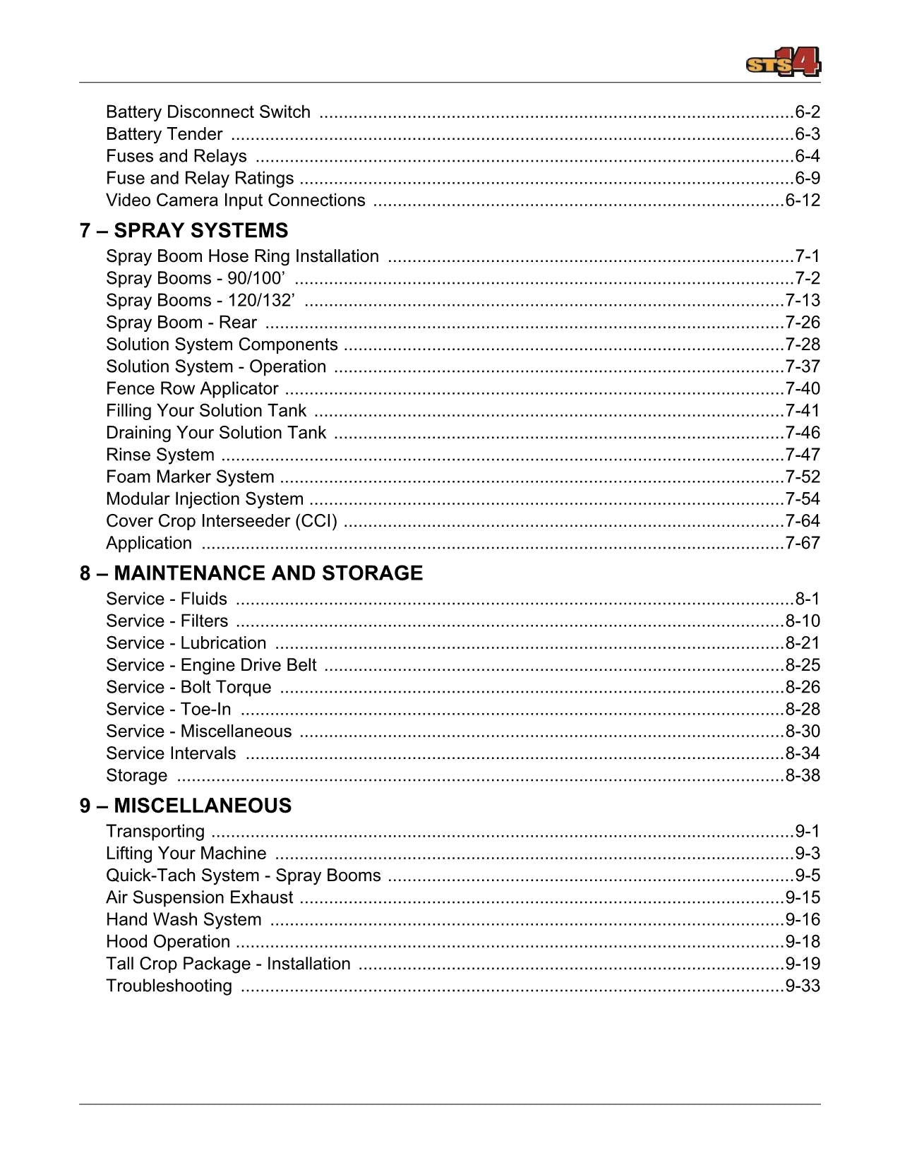 JOHN DEERE STS14 SPRAYER OPERATORS MANUAL