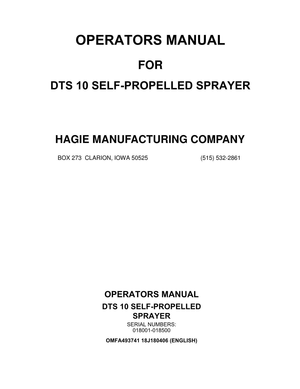 JOHN DEERE DTS10 SPRAYER OPERATORS MANUAL #2