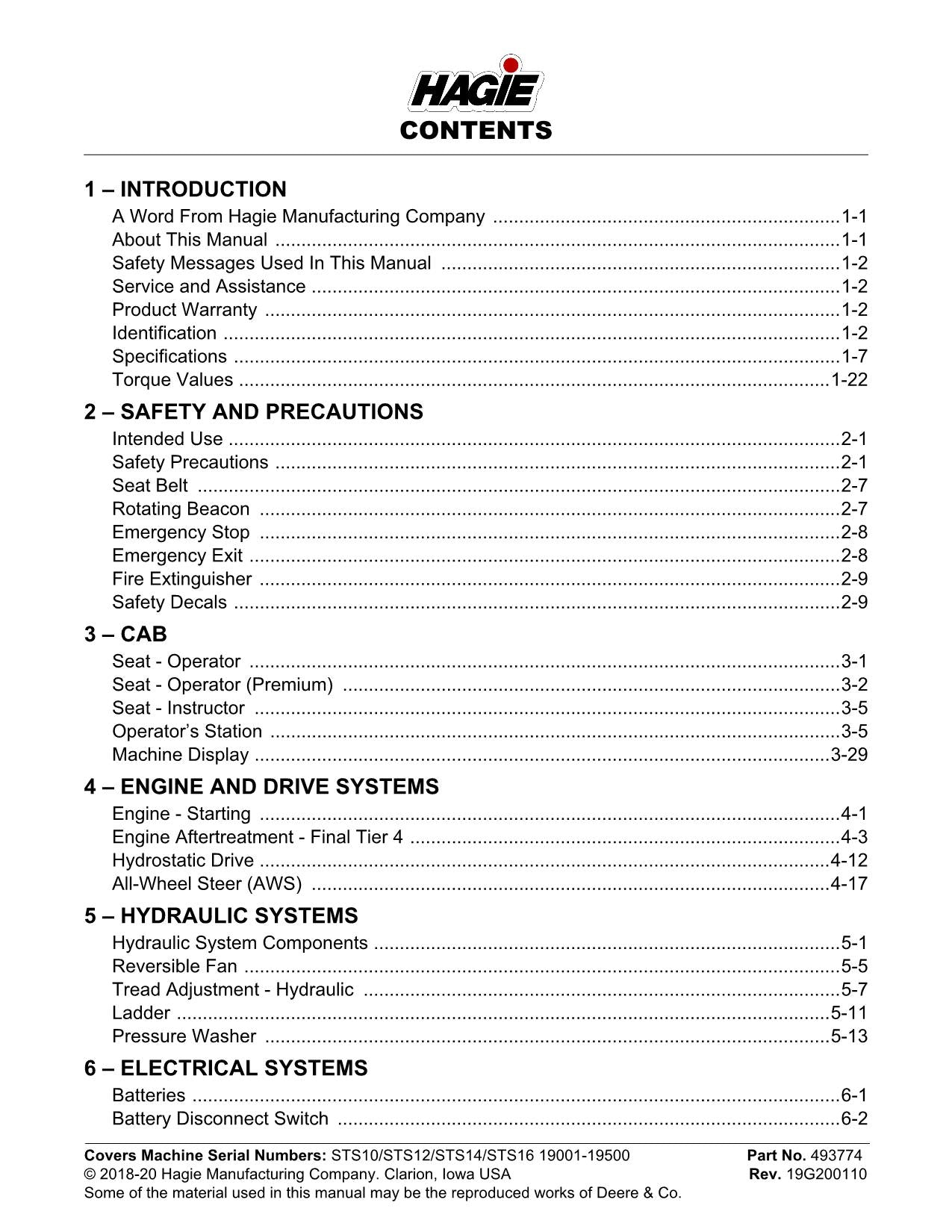 JOHN DEERE STS SPRAYER OPERATORS MANUAL #1