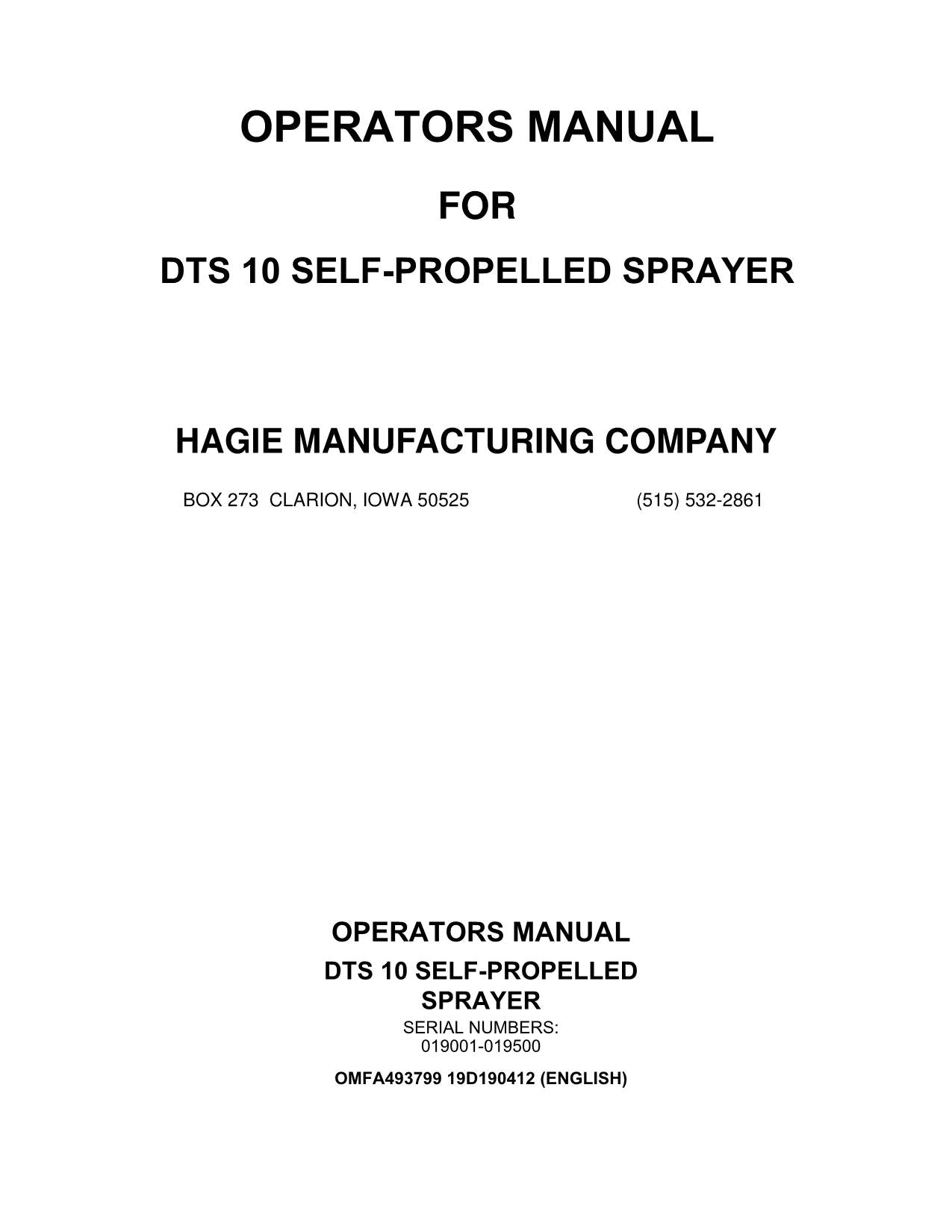 JOHN DEERE DTS10 SPRAYER OPERATORS MANUAL #3