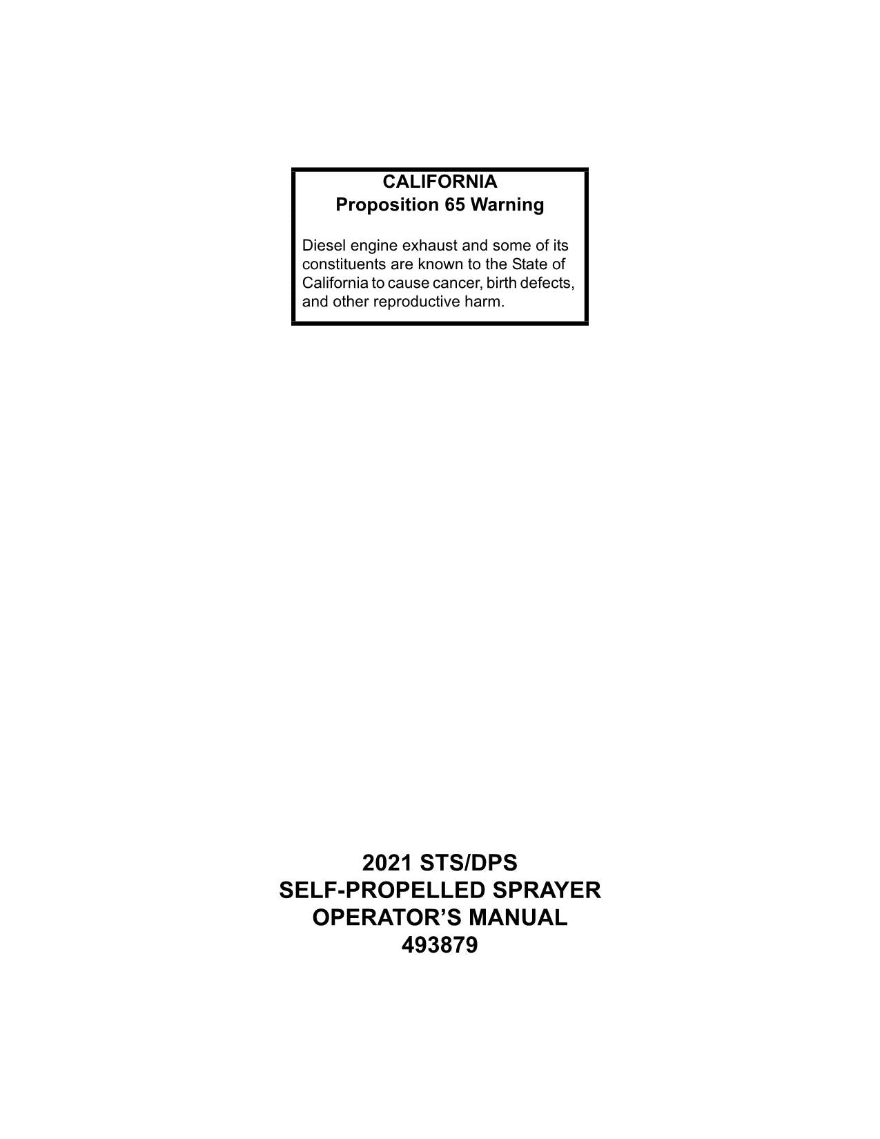 JOHN DEERE STS  DPS SPRAYER OPERATORS MANUAL