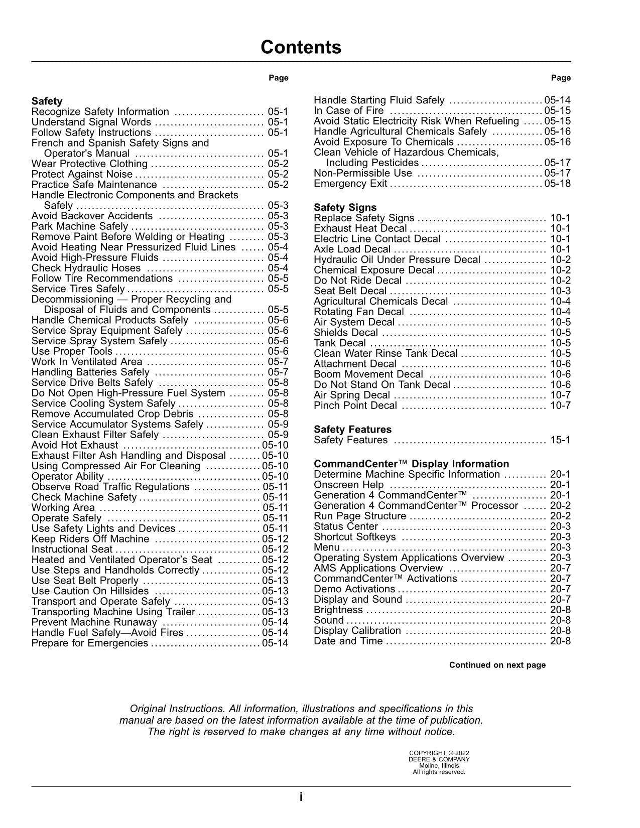 JOHN DEERE STS 20  STS 12  STS 16 SPRAYER OPERATORS MANUAL #1