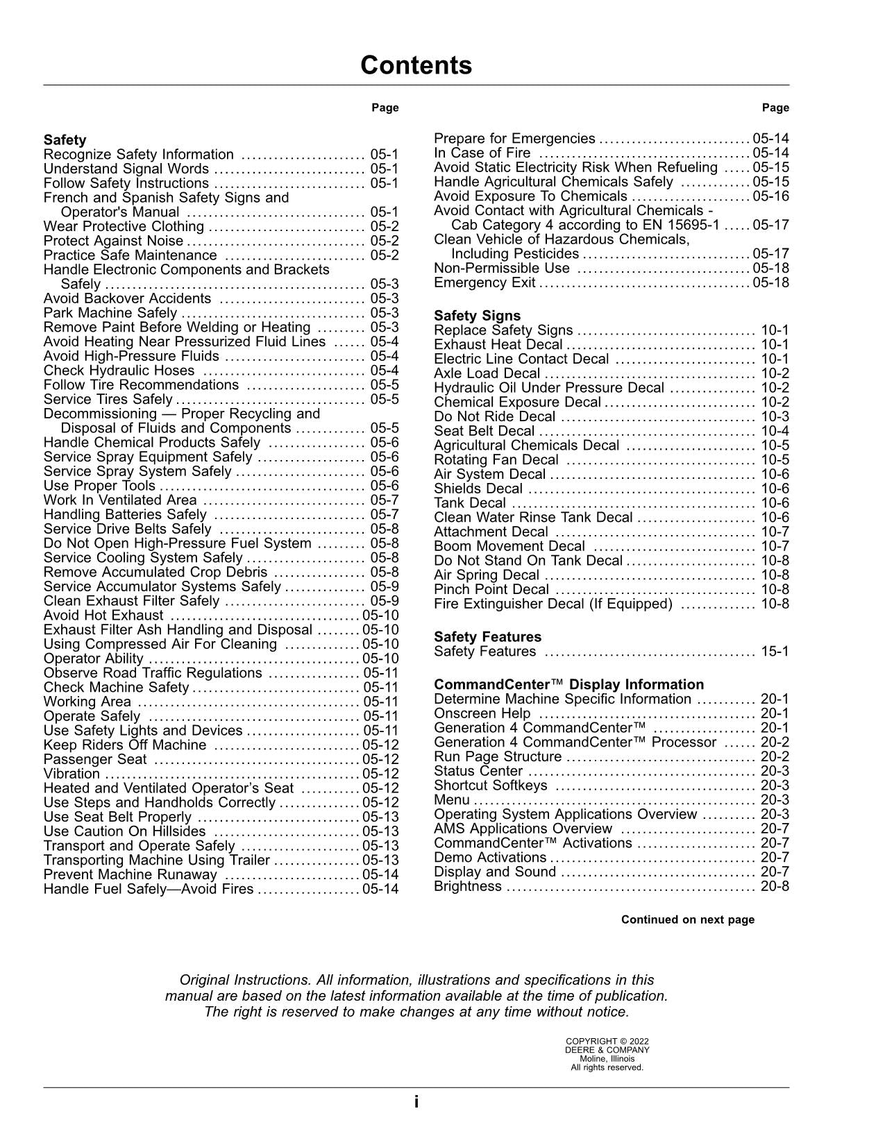 JOHN DEERE STS 20  STS 12  STS 16 SPRAYER OPERATORS MANUAL #2