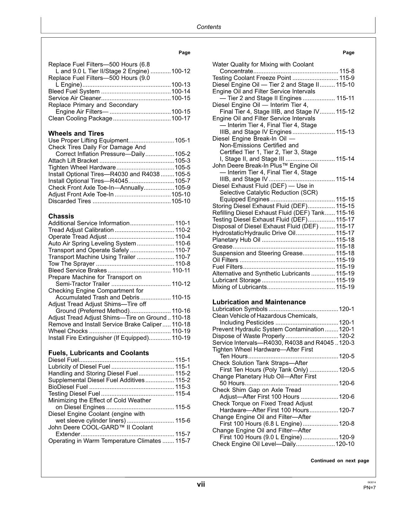 JOHN DEERE R4045 R4030 R4038 SPRAYER OPERATORS MANUAL