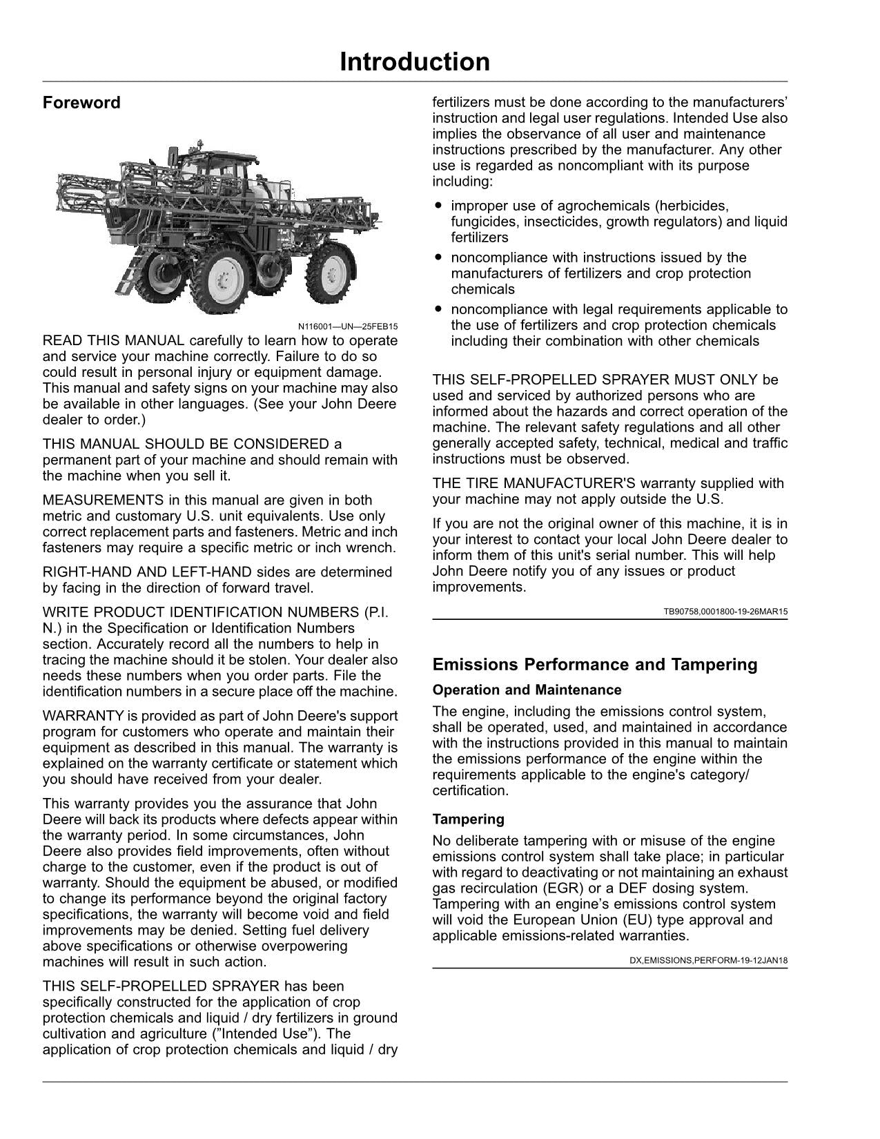 JOHN DEERE R4023 SPRAYER OPERATORS MANUAL #14