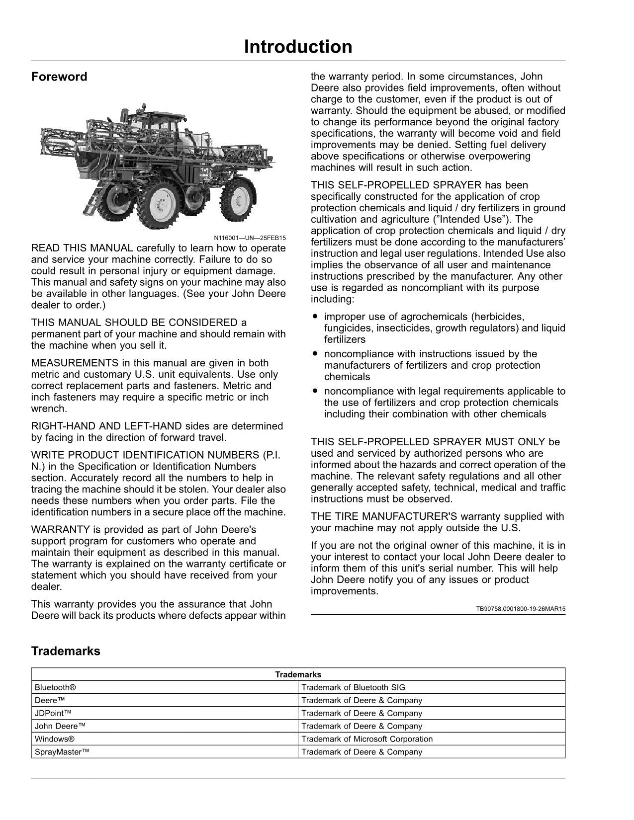 JOHN DEERE R4023 SPRAYER OPERATORS MANUAL #17