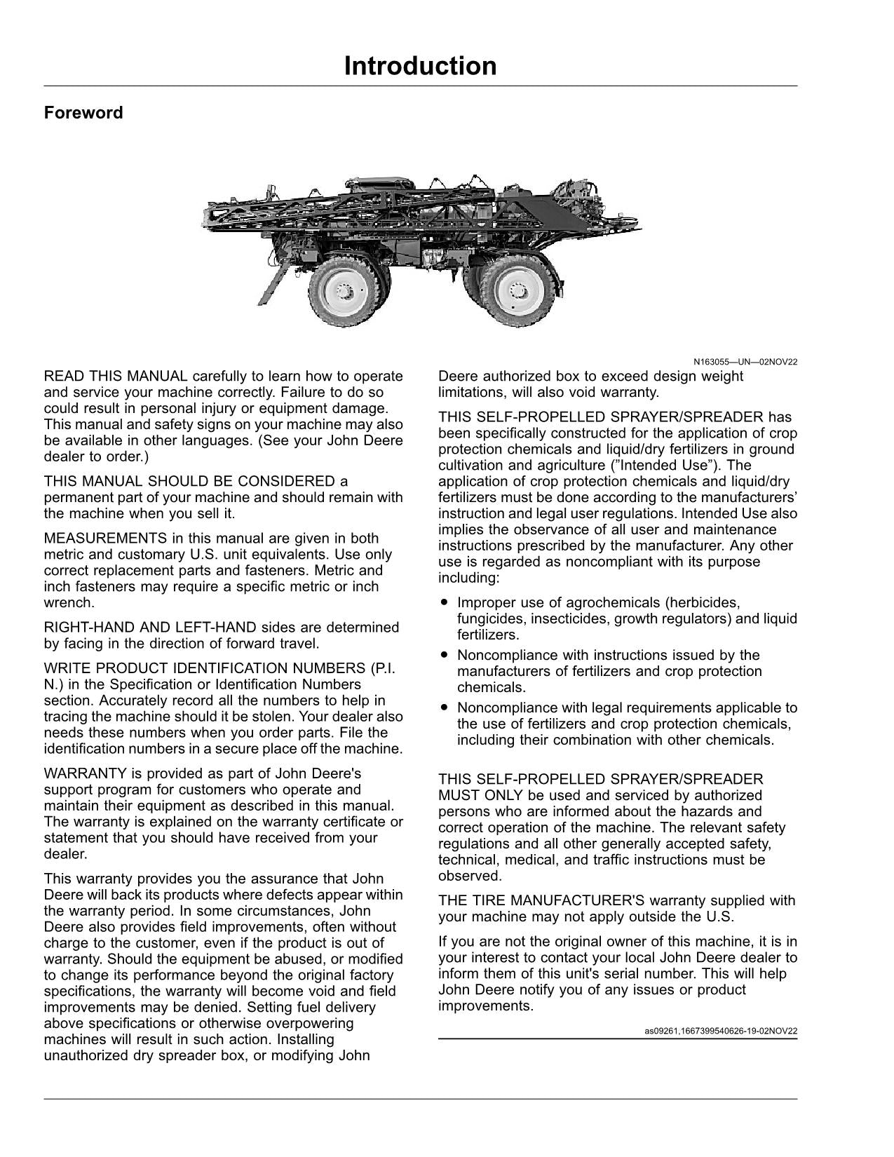 JOHN DEERE 612R  412R  410R SPRAYER OPERATORS MANUAL