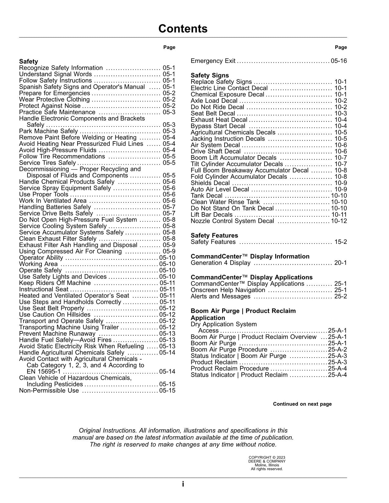 JOHN DEERE 612R  412R  410R SPRAYER OPERATORS MANUAL