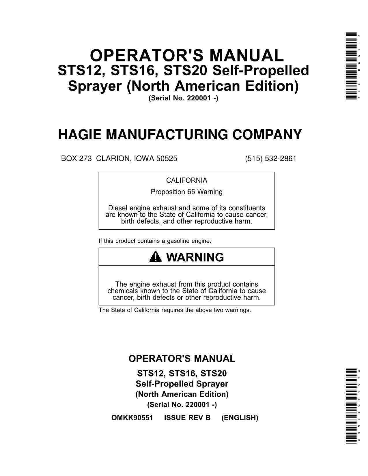 JOHN DEERE STS12  STS16  STS20 SPRAYER OPERATORS MANUAL #4