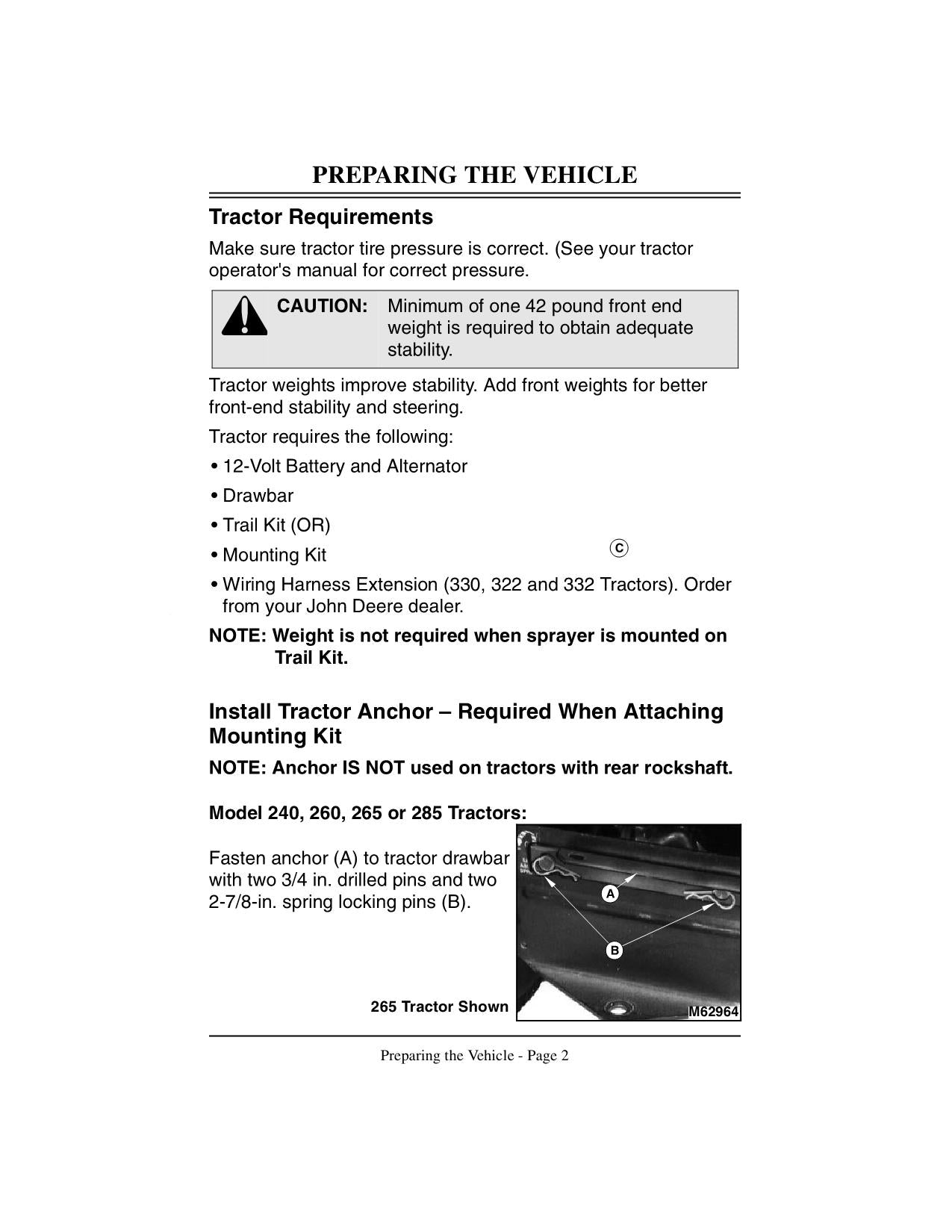 JOHN DEERE 15 GALLON SPRAYER OPERATORS MANUAL #1