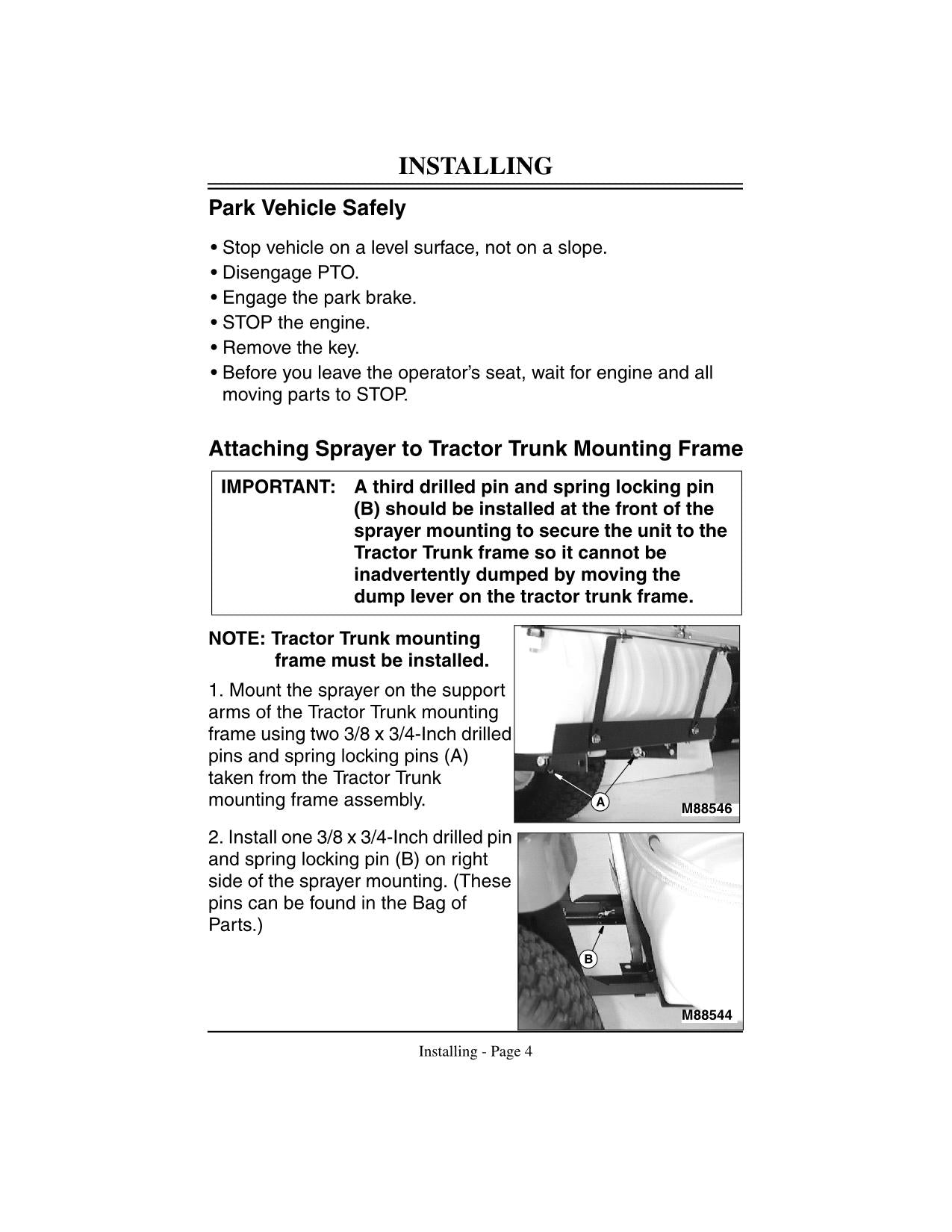 JOHN DEERE 15 GALLON SPRAYER OPERATORS MANUAL #2