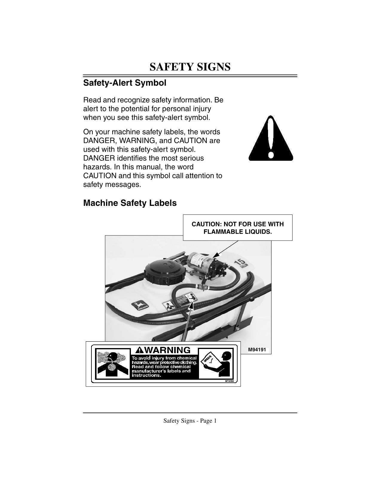 JOHN DEERE 15 GALLON SPRAYER OPERATORS MANUAL #2