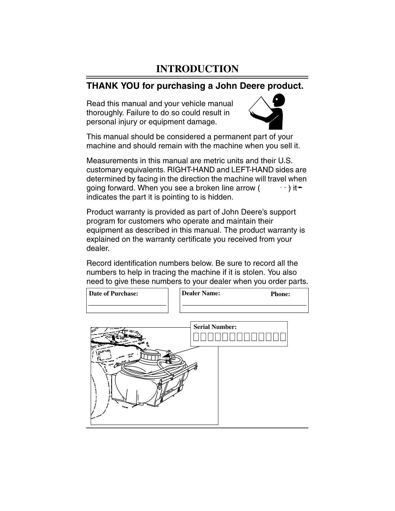 JOHN DEERE 15 GALLON SPRAYER OPERATORS MANUAL #2