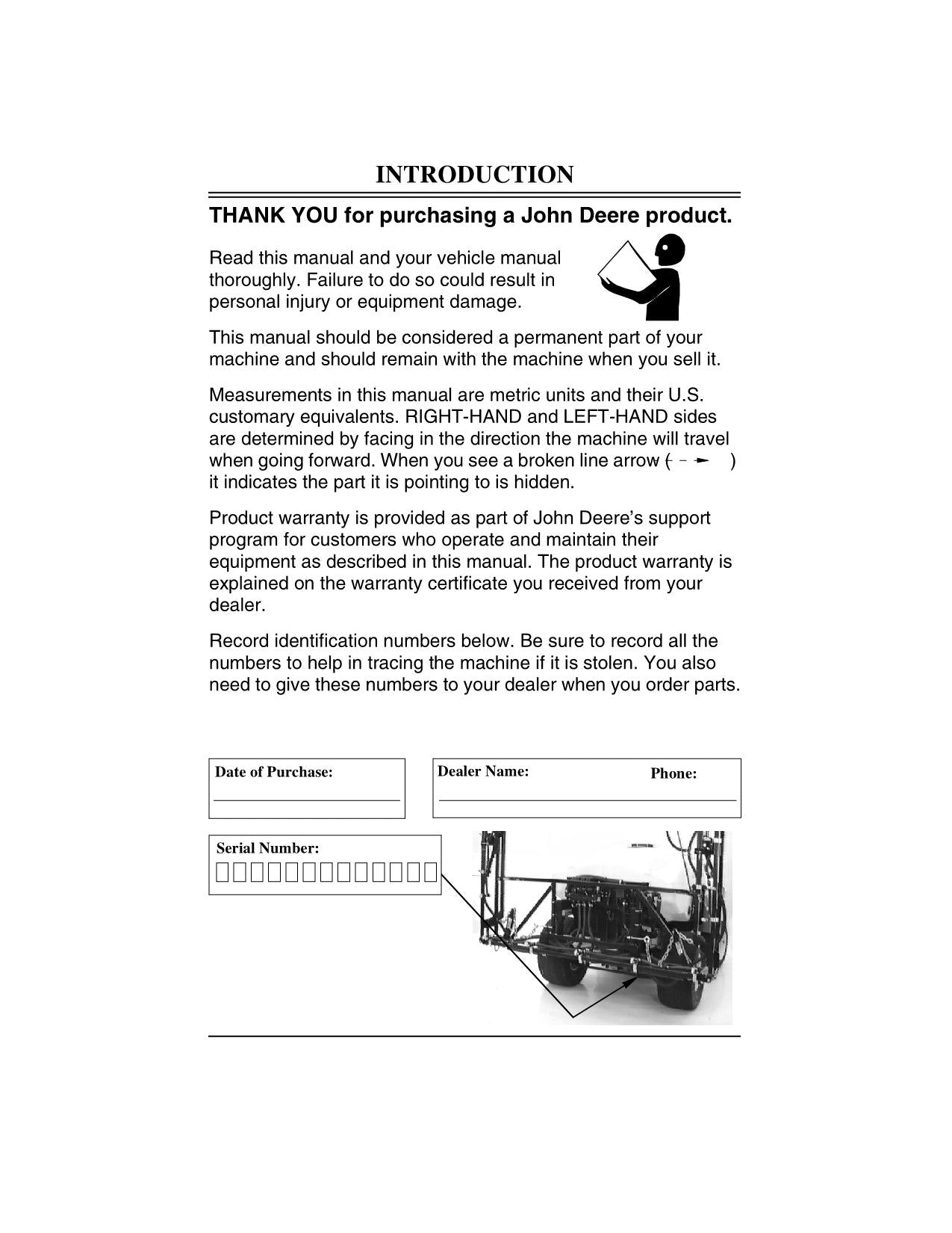 JOHN DEERE 200 18 SPRAYER OPERATORS MANUAL