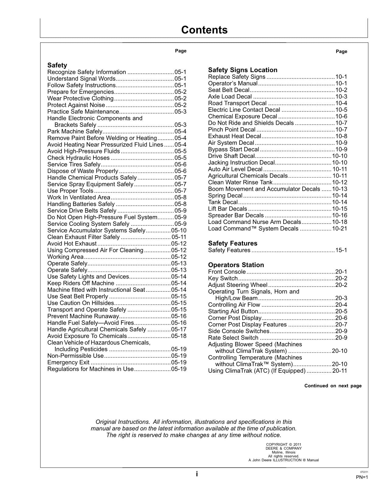 MANUEL D'UTILISATION DU PULVÉRISATEUR JOHN DEERE 4940 000101-023000