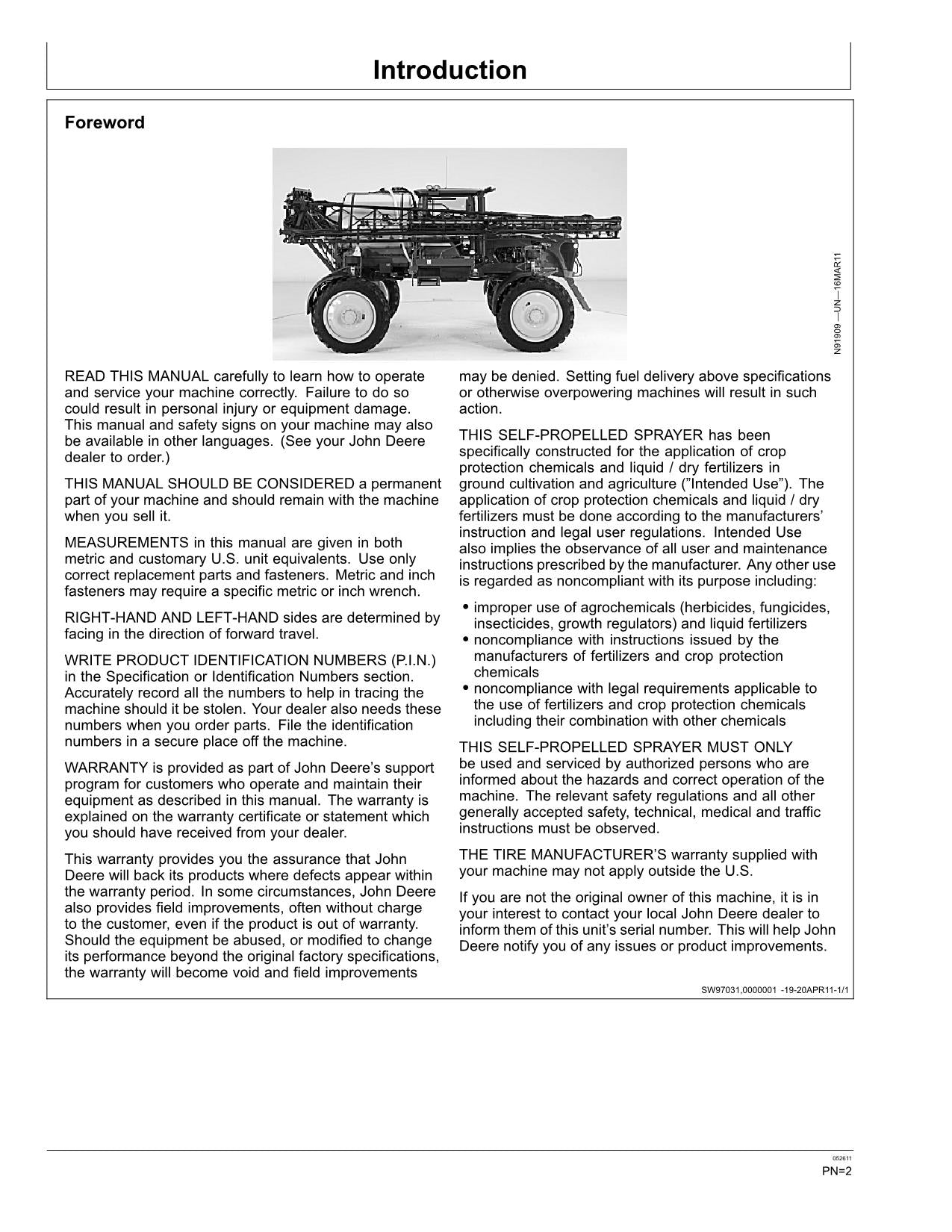 JOHN DEERE 4730  4830 SPRAYER OPERATORS MANUAL #9