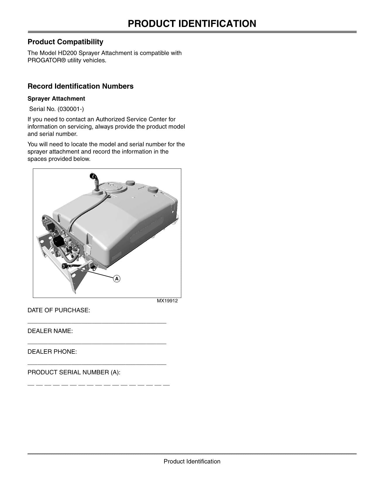 JOHN DEERE 2020 PROGATOR HD200 SPRAYER OPERATORS MANUAL