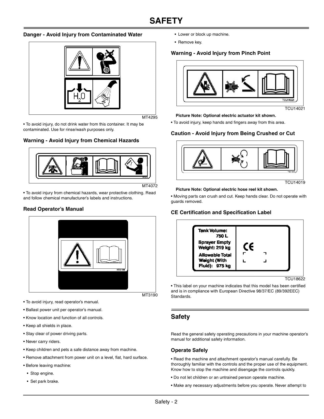 JOHN DEERE HD200 SPRAYER OPERATORS MANUAL