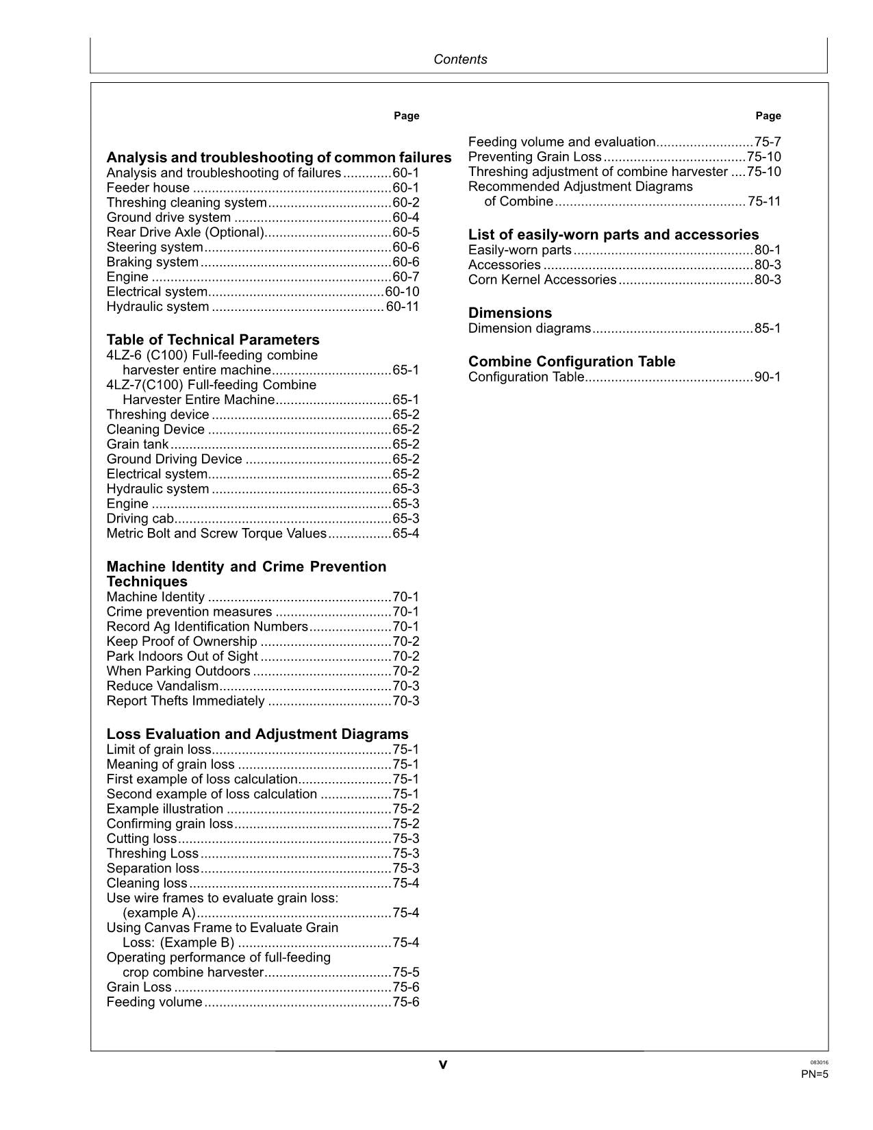 JOHN DEERE 4LZ-6 4LZ-7 C100 MÄHDRESCHER-BETRIEBSHANDBUCH