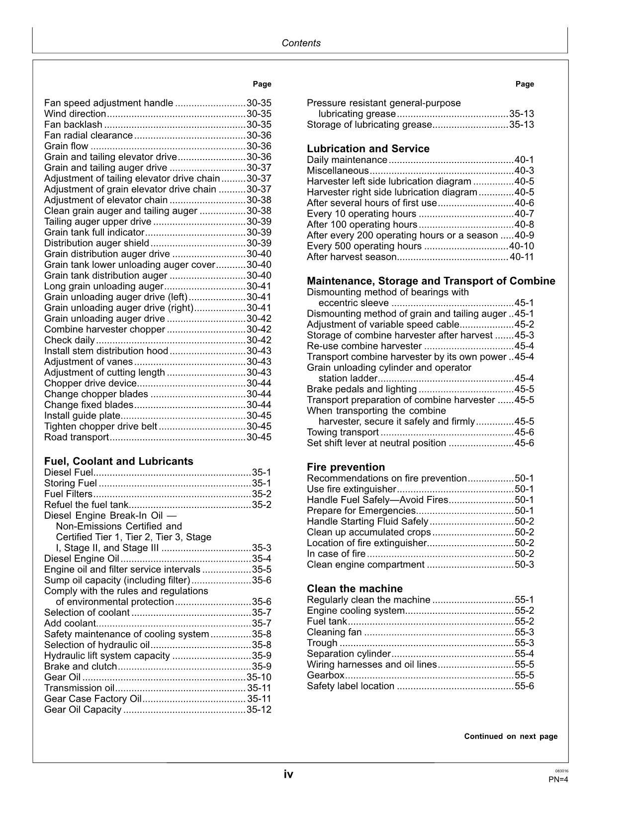 JOHN DEERE 4LZ-6 4LZ-7 C100 MÄHDRESCHER-BETRIEBSHANDBUCH