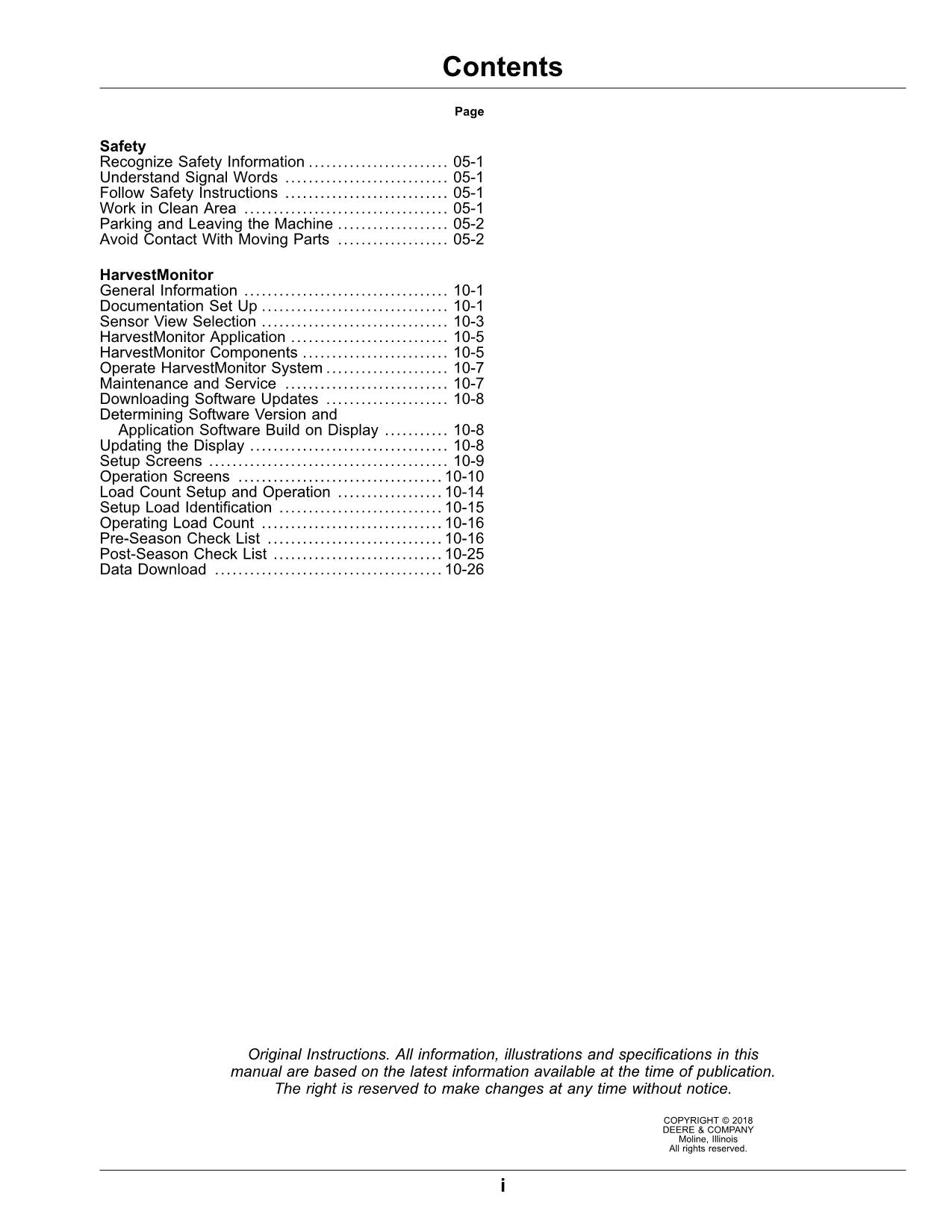 JOHN DEERE 3520 3522 Monitor HARVESTER OPERATORS MANUAL