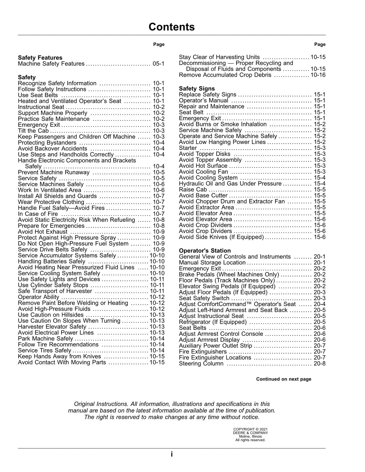 JOHN DEERE CH570 CH670 HARVESTER OPERATORS MANUAL #1