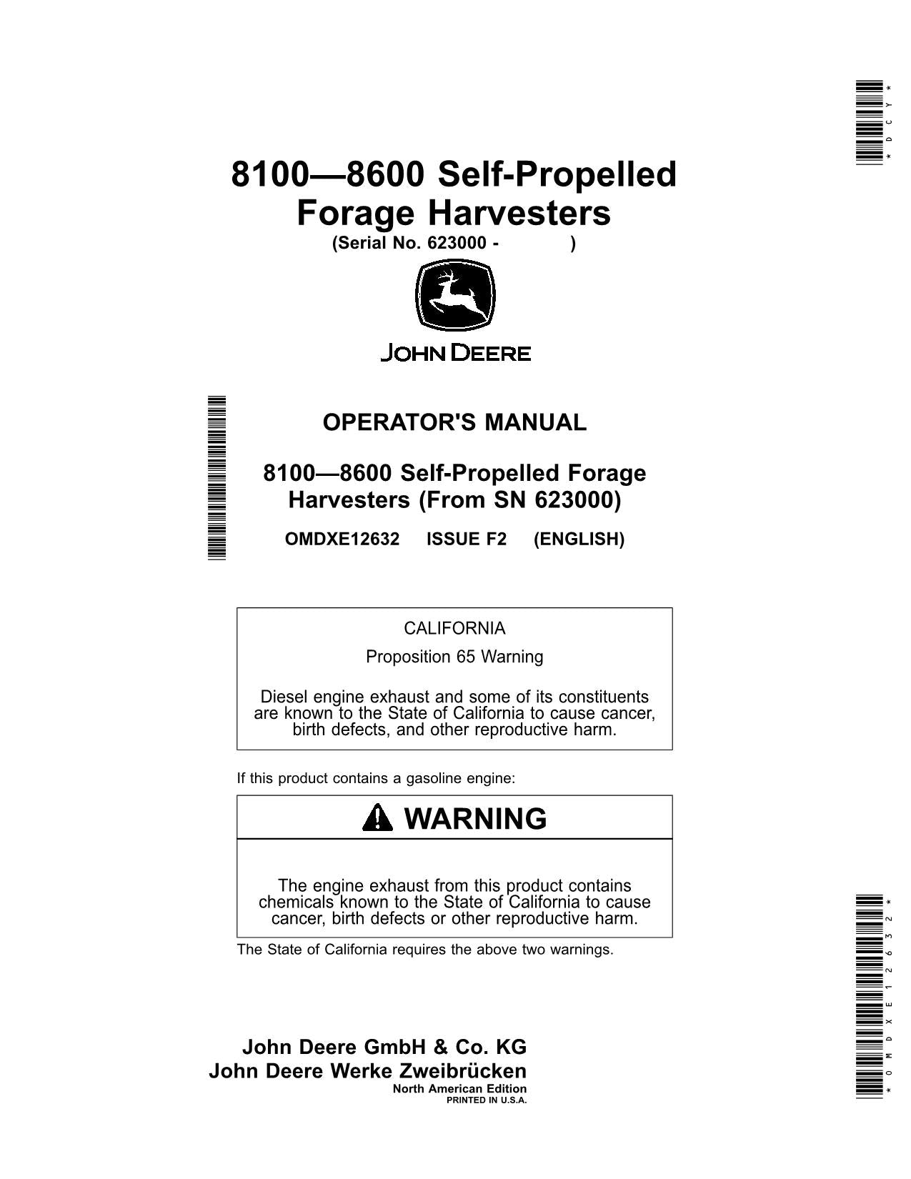 JOHN DEERE 8200 8300 8100 8600 8400 8500 HARVESTER OPERATORS MANUAL #2