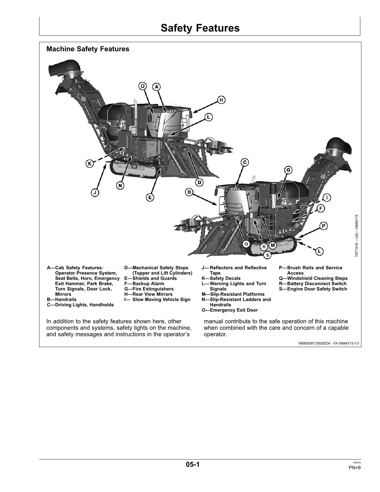 JOHN DEERE CH570 CH670 SUGAR CANE HARVESTER OPERATORS MANUAL