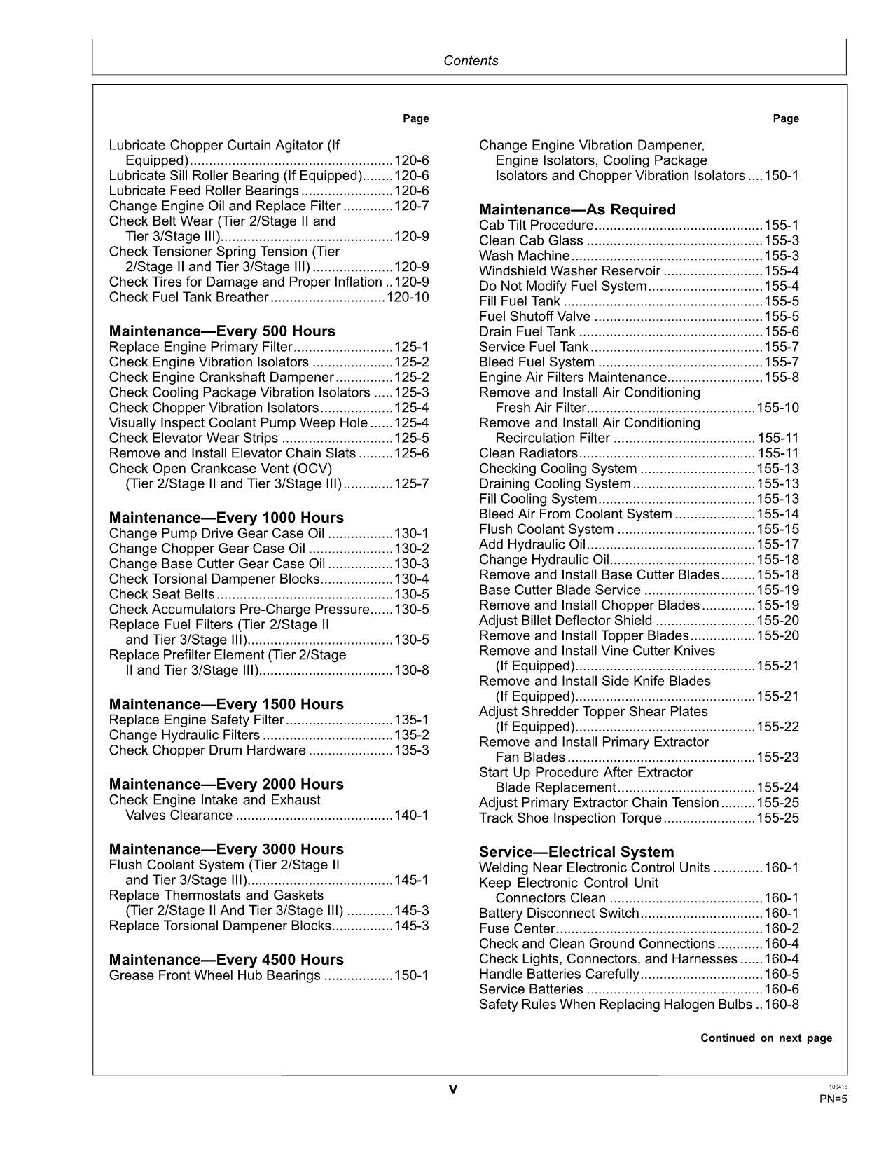 JOHN DEERE CH570 CH670 SUGAR CANE HARVESTER OPERATORS MANUAL