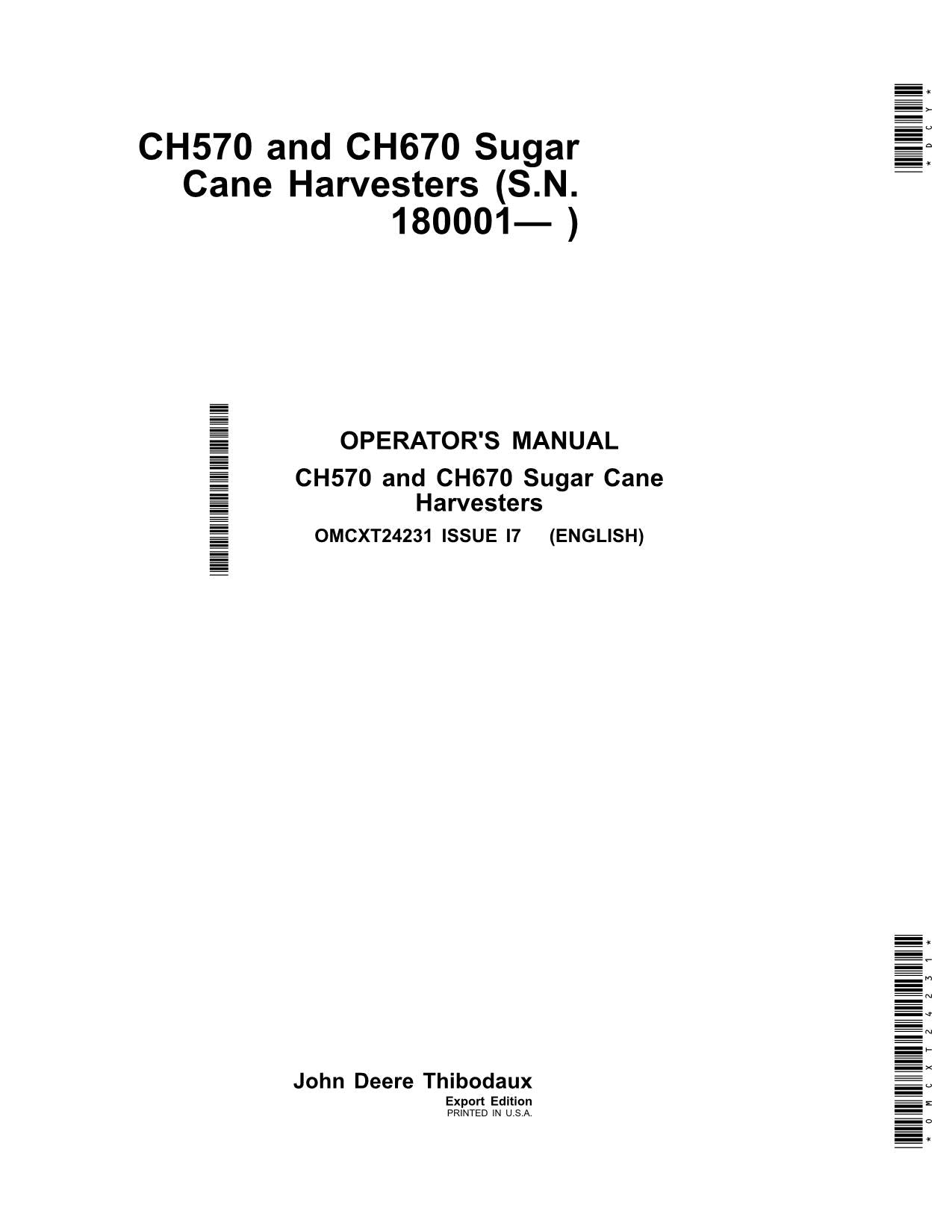 JOHN DEERE CH570 CH670 HARVESTER OPERATORS MANUAL #6