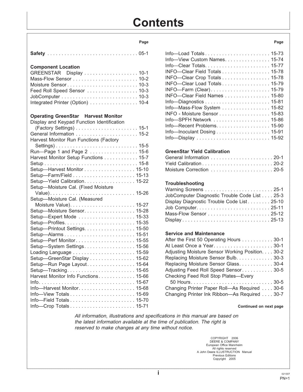 JOHN DEERE AMS GREENSTAR MONITOR SYSTEM HARVESTER OPERATORS MANUAL #1