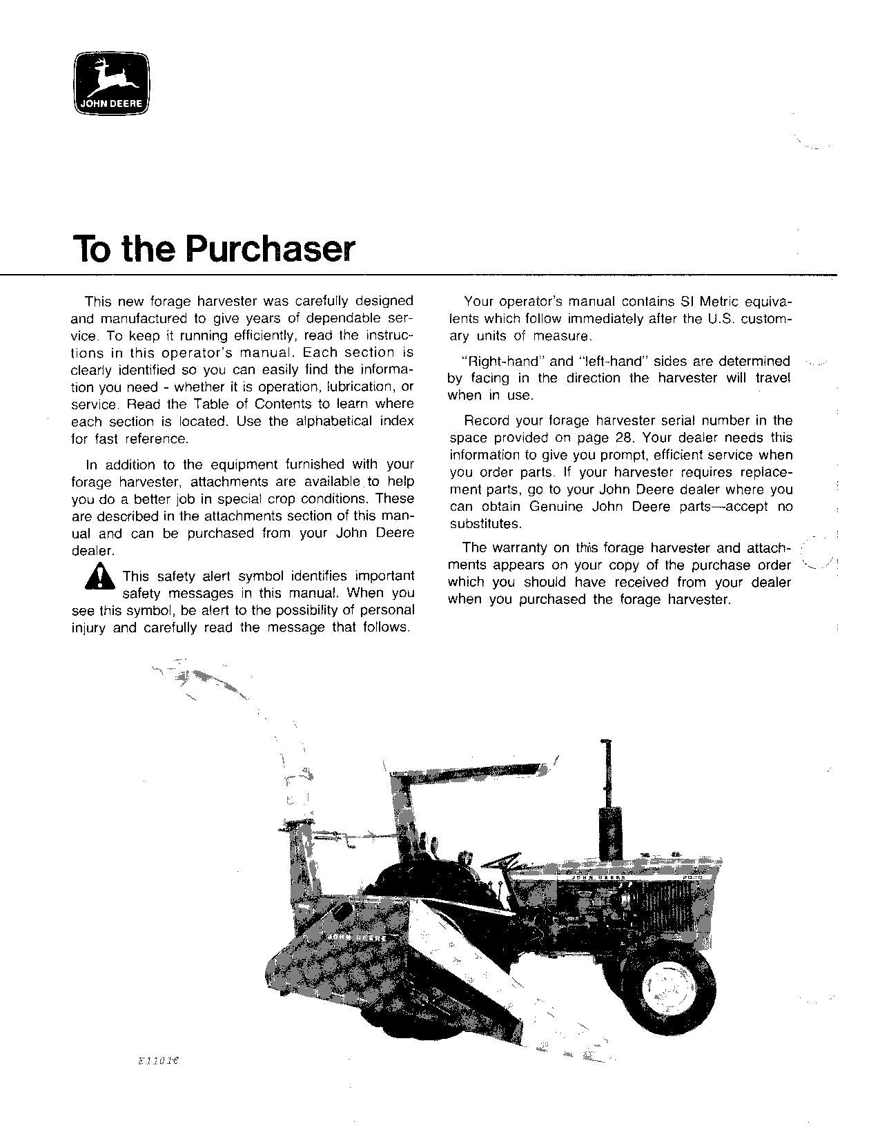 JOHN DEERE 25 HARVESTER OPERATORS MANUAL