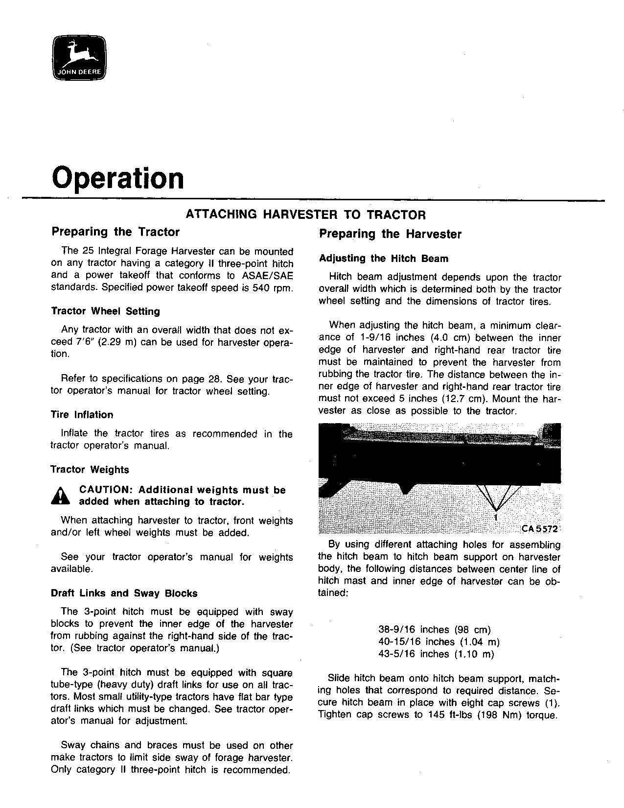 JOHN DEERE 25 HARVESTER OPERATORS MANUAL