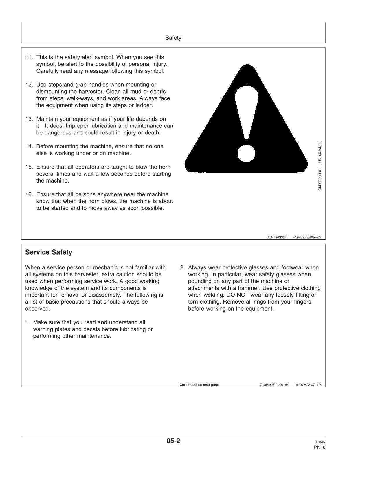 JOHN DEERE 3510 HARVESTER OPERATORS MANUAL #1