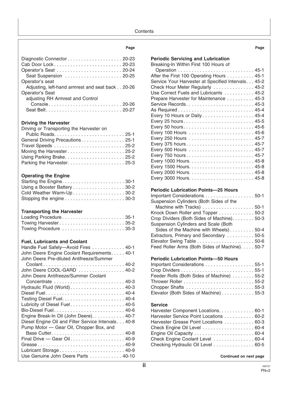 JOHN DEERE 3510 HARVESTER OPERATORS MANUAL #1