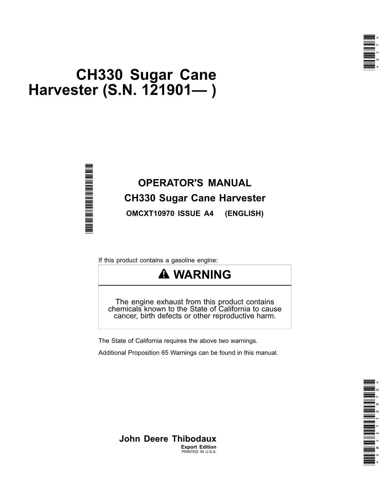 JOHN DEERE CH330 HARVESTER OPERATORS MANUAL #2