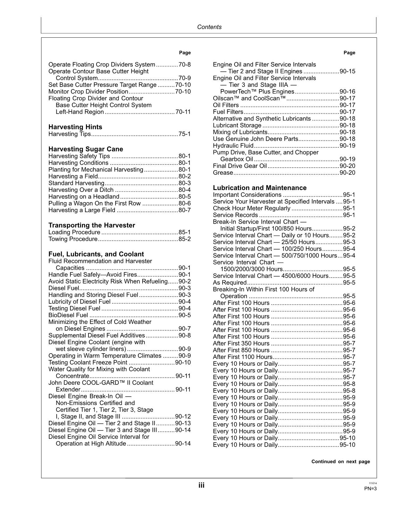 JOHN DEERE 3520 HARVESTER OPERATORS MANUAL