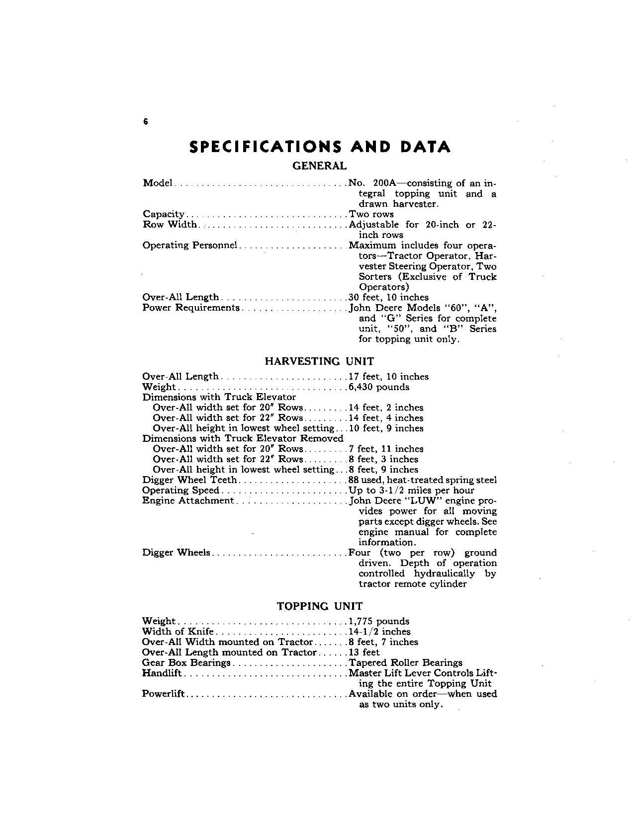 JOHN DEERE 200A HARVESTER OPERATORS MANUAL