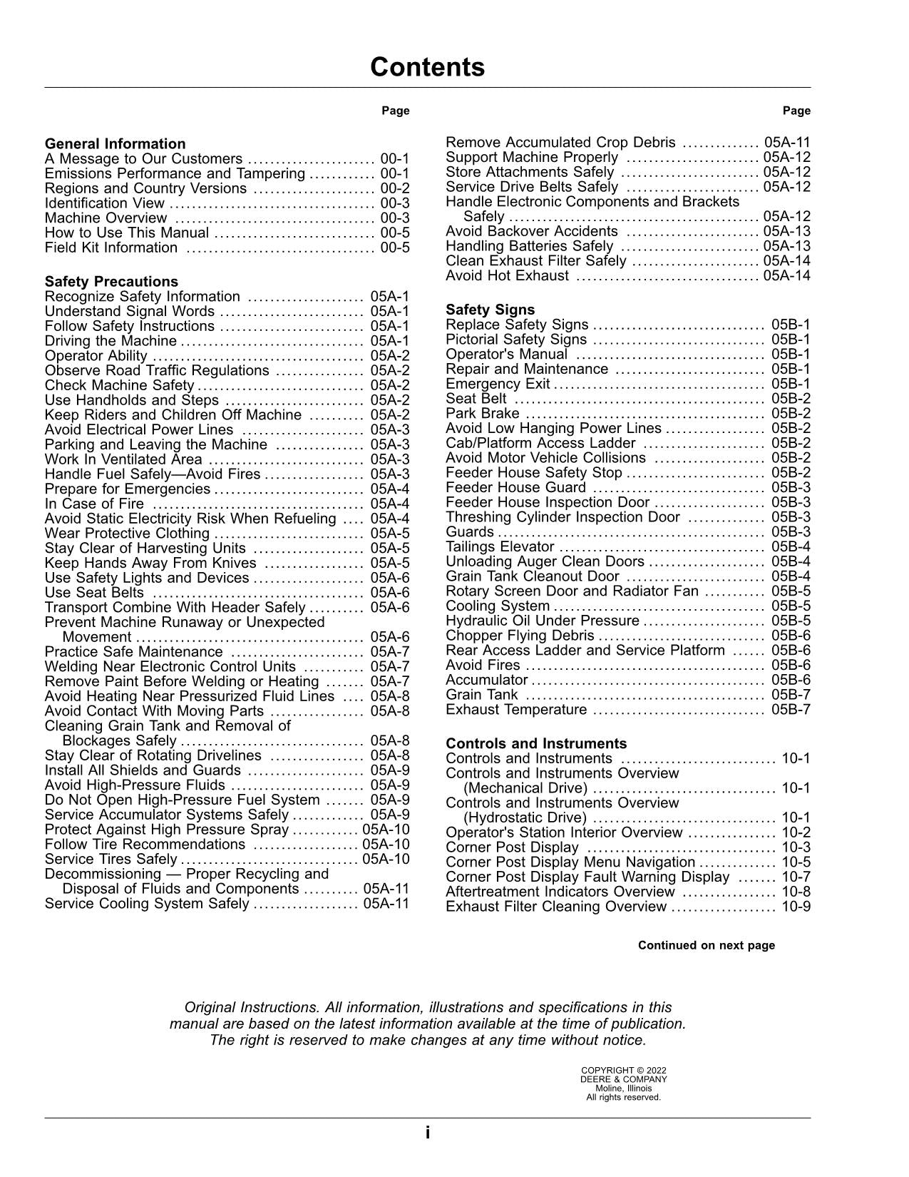 JOHN DEERE R2 300 HARVESTER OPERATORS MANUAL