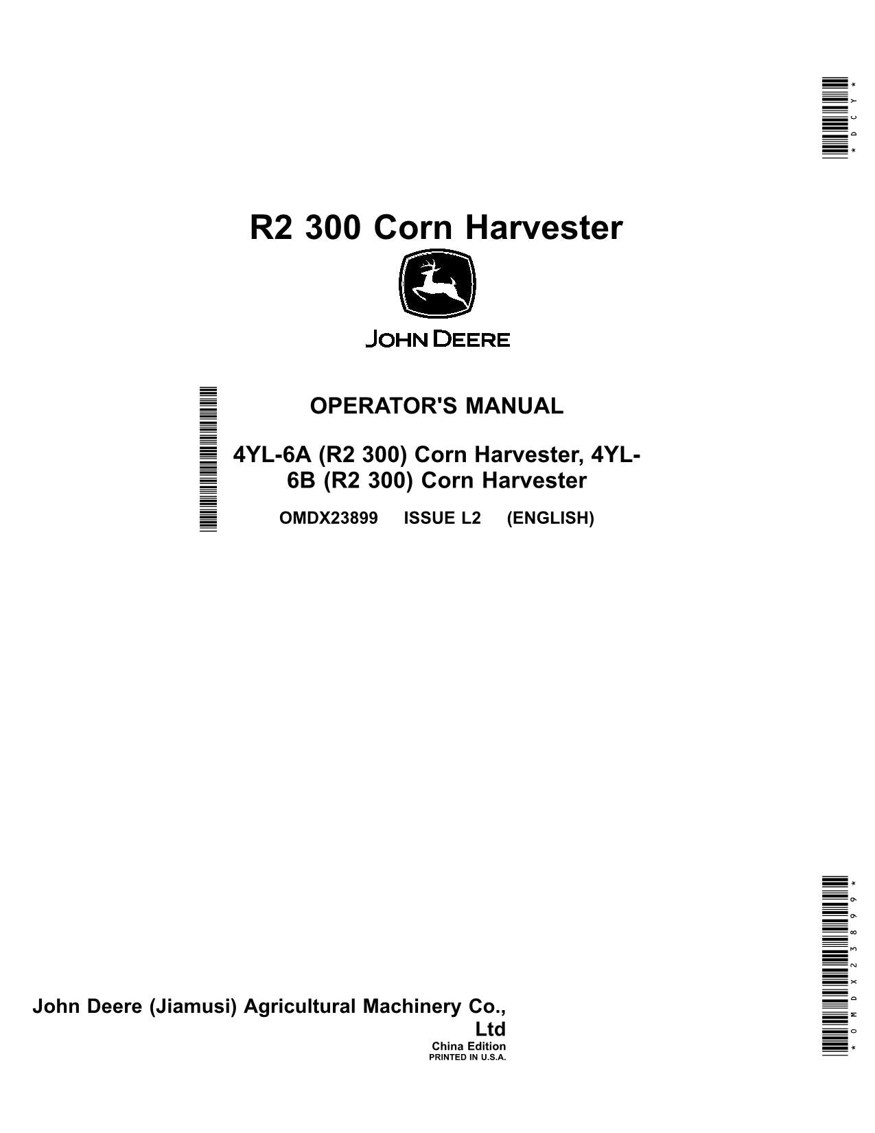 JOHN DEERE R2 300 HARVESTER OPERATORS MANUAL