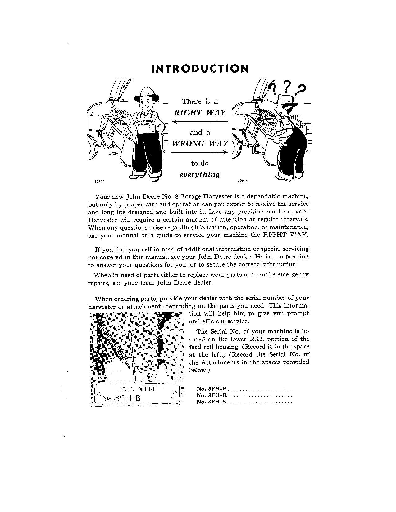 JOHN DEERE 8 HARVESTER OPERATORS MANUAL #1