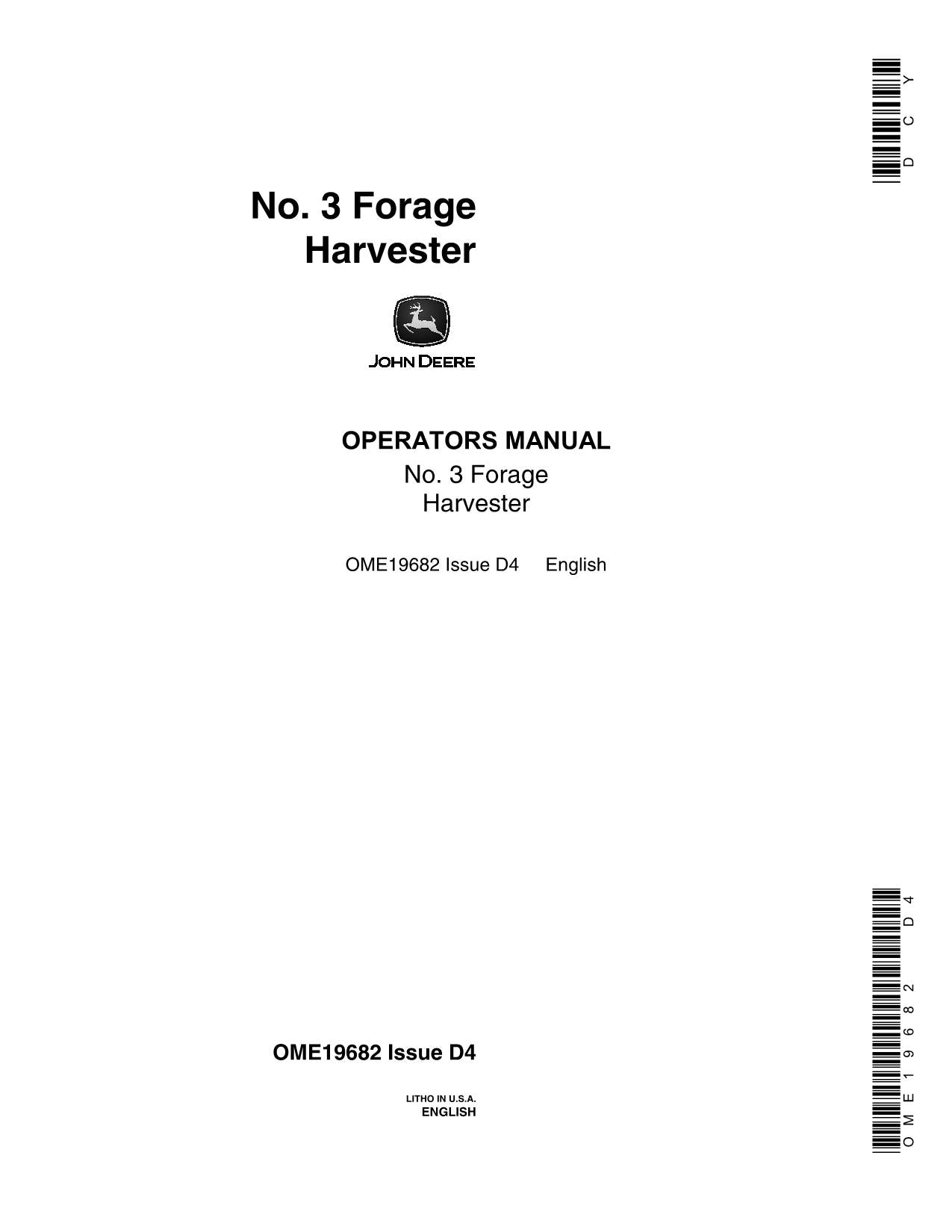 JOHN DEERE 6 HARVESTER OPERATORS MANUAL