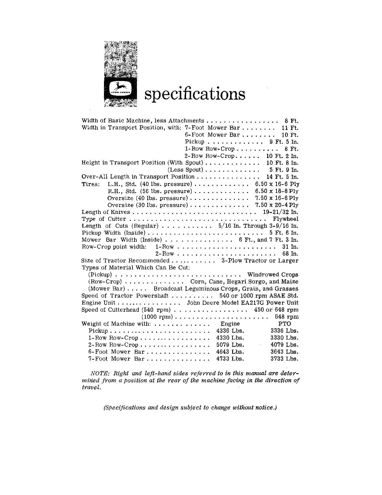 JOHN DEERE 12 HARVESTER OPERATORS MANUAL