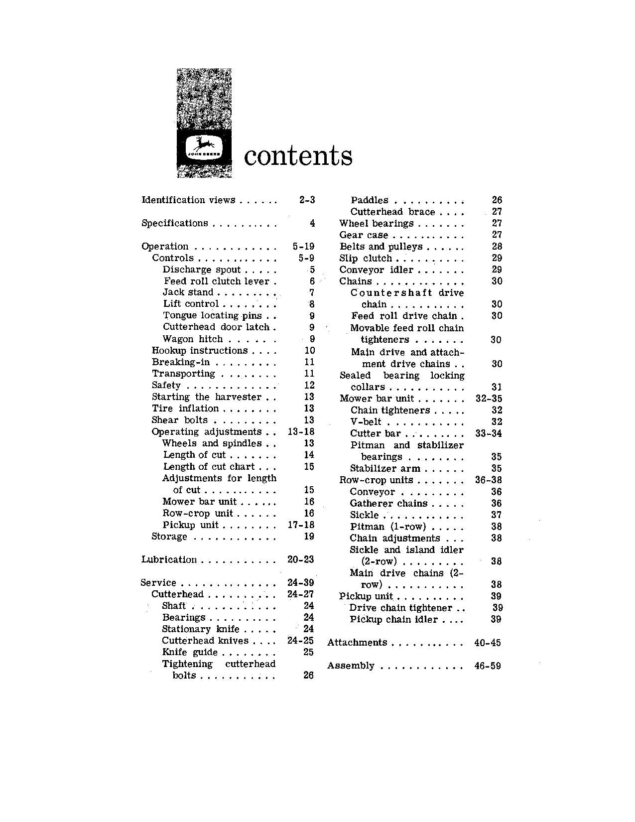 JOHN DEERE 12 HARVESTER OPERATORS MANUAL