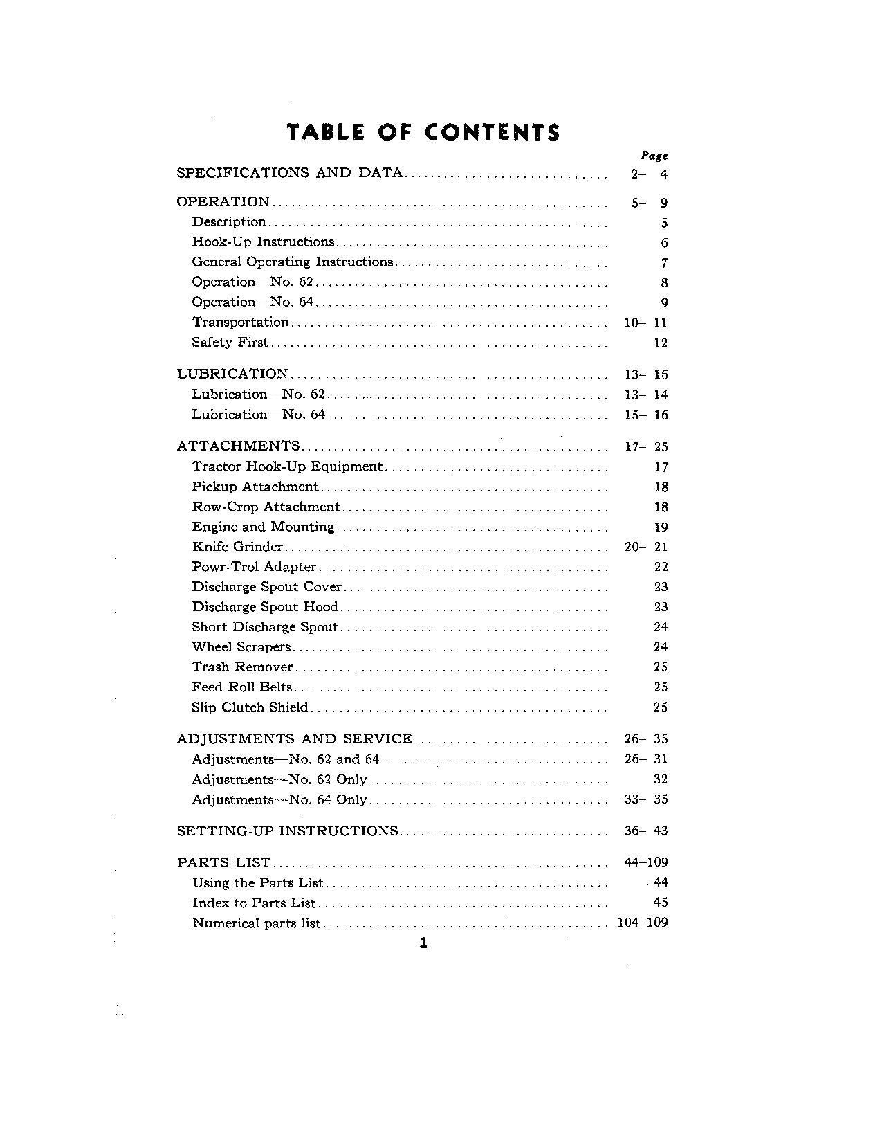 JOHN DEERE 62 64 HARVESTER OPERATORS MANUAL