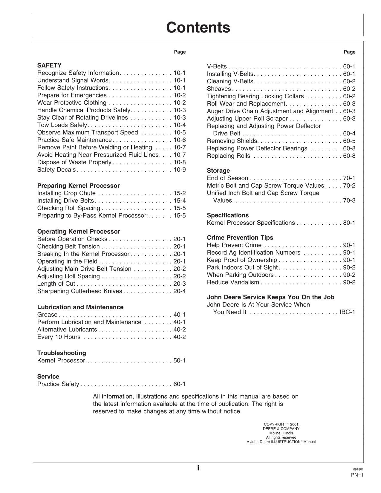 JOHN DEERE KERNEL,3950,3970 HARVESTER OPERATORS MANUAL